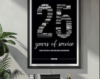 Pôster de 25 anos de trabalho: presente de reconhecimento aos funcionários (impressão digital)