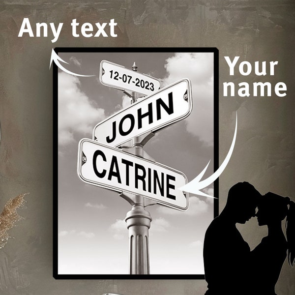 Couple gift | Personalized Vintage Street Sign | Gift for  Weddings | Personalised Gift for Her | Gift for him | Valentine's Gift