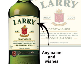 Printable Jamie Triple Distilled Whiskey Personalized wine liquor bottle labels editable Customize, Birthday Gift, Realistic Liquor Label