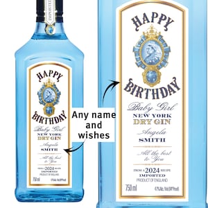 Etichetta personalizzata London Dry Gin Divertente regalo di novità Compleanno Anniversario, regalo di compleanno, etichetta realistica Gin, etichetta di compleanno Gin