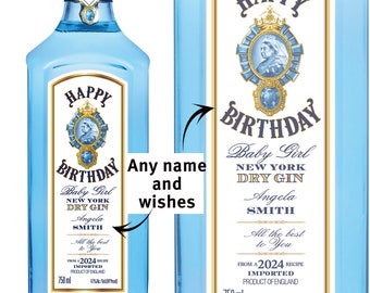 Personalized London Dry Gin Label  Funny Novelty Gift Birthday Anniversary, Birthday Gift, Realistic Gin Label, Birthday Gin  label