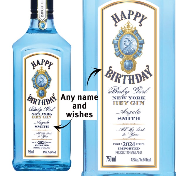 Personalized London Dry Gin Label  Funny Novelty Gift Birthday Anniversary, Birthday Gift, Realistic Gin Label, Birthday Gin  label