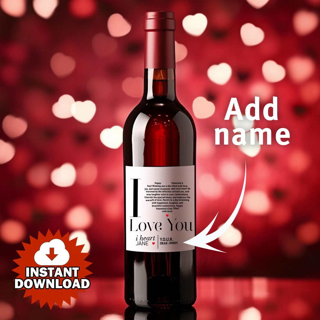Valentine's Day Wine Label Instant Download, DIY Valentine's Day Gift ...