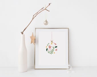 Christmas ornament illustration | printable 8x10 11x14 art