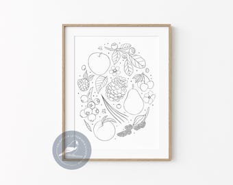 Harvest of Washington state | food wall art | minimalist decor