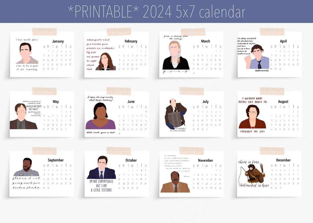 Printable the Office 2024 Desk Calendar, 5x7 Etsy