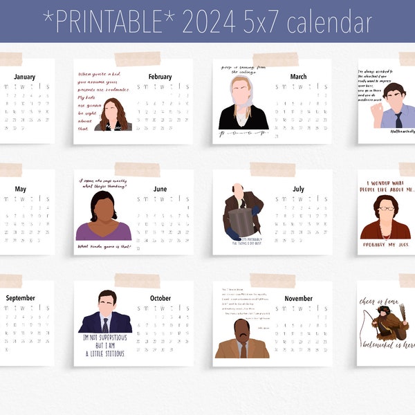 Printable - The Office 2024 desk calendar, 5x7