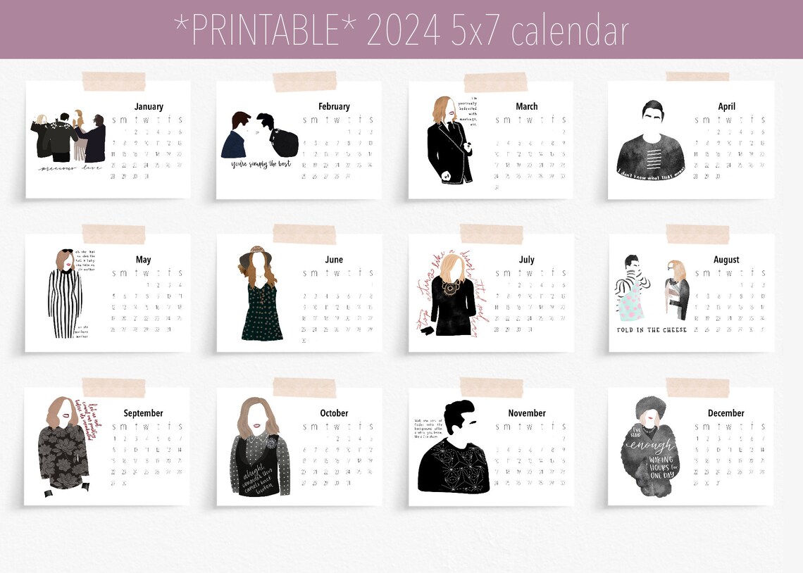 Printable Schitts Creek 2024 Desk Calendar 5x7 Etsy Canada