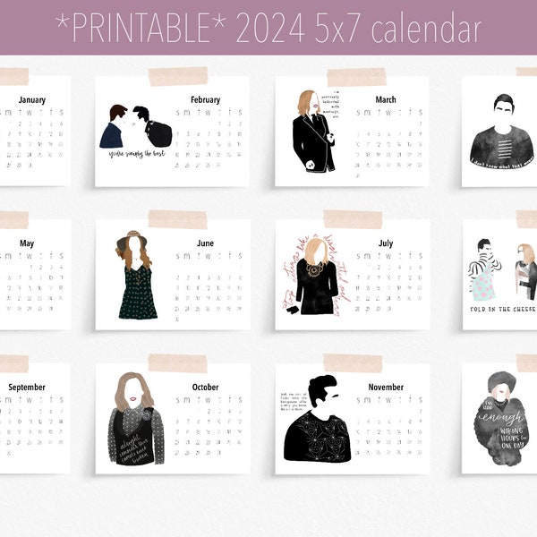 Printable - Schitt’s Creek 2024 desk calendar, 5x7