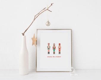Whimsical Christmas nutcracker wall art | printable 8x10 11x14 art
