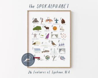 Spokalphabet | alphabet of Spokane landmarks | Washington wall art