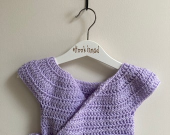 Lilac Crochet Baby Wrapover ballet style cardigan