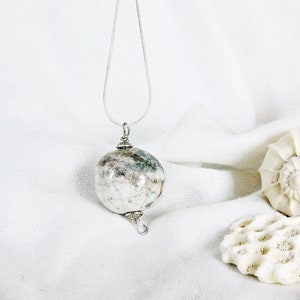 Elegant handmade Raku ceramic pendant necklace - stainless steel necklace - artisanal jewel made in Italy