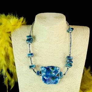 Artistic necklaces created by hand and with love in ceramic, with the colors of the sea, for very creative people, handmade Italian jewels