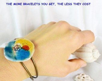 Italian colourful handcrafted ceramic and bronze bracelet - for creative people - handmade with love - creative and original handmade