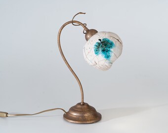 Bedside RAKU Table Lamp (abat-jour), Artistic and Handcrafted, Raku Ceramic - Table Lamp, Raku Pottery Nevenka Martinello madeinitaly