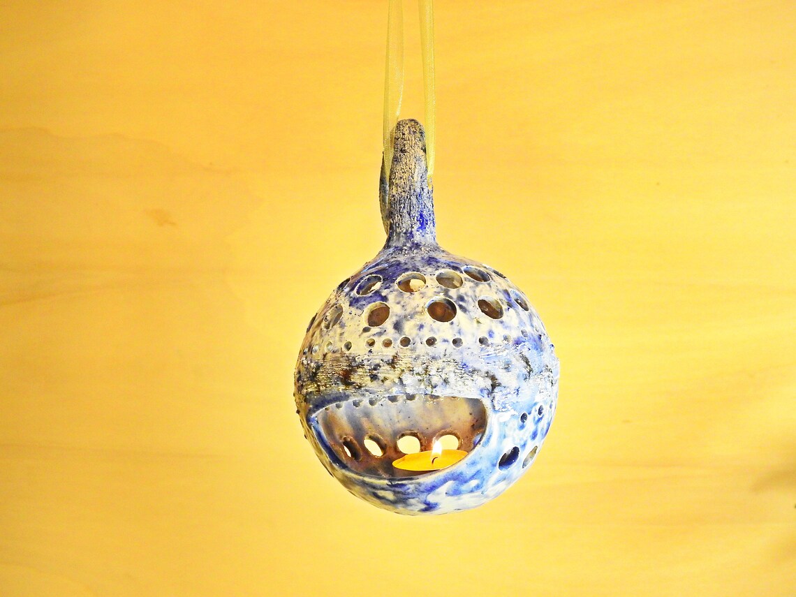 Pendant Light Holder With Various Shades of Blue Tealight Etsy