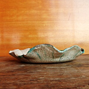 Raku pottery handmade flowerpot dish green and white ceramic planter dish ceramic saucer ceramics and pottery image 6