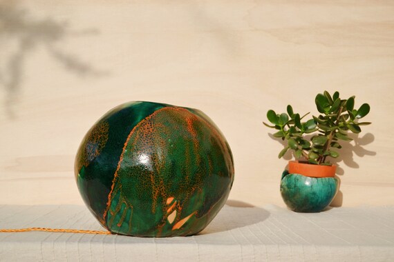 Lamp in raku ceramics handmade raku pottery table lamp | Etsy