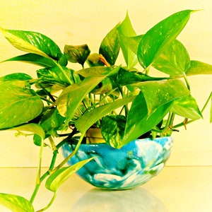 Ground plant pot painted in bright colors in Raku ceramic - plant pot - pot with hole - ceramic flower pot V31