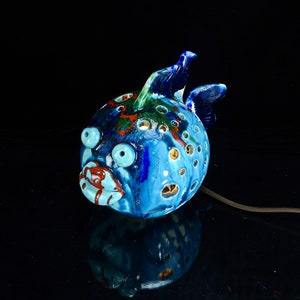 Raku ceramic fish-shaped lamp atmosphere abat-jour table lamp Raku pottery Nevenka Martinello L40 image 8