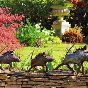 Handcrafted Recycled Metal Warthog Garden Sculpture - Reclaimed Materials - African Animal