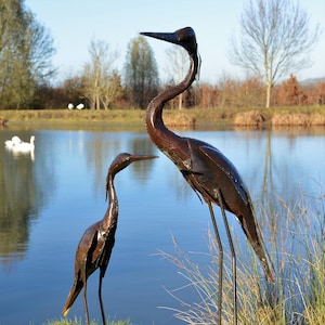 Metal Heron Garden Ornament Sculpture Art Handmade Recycled Metal Bird image 8