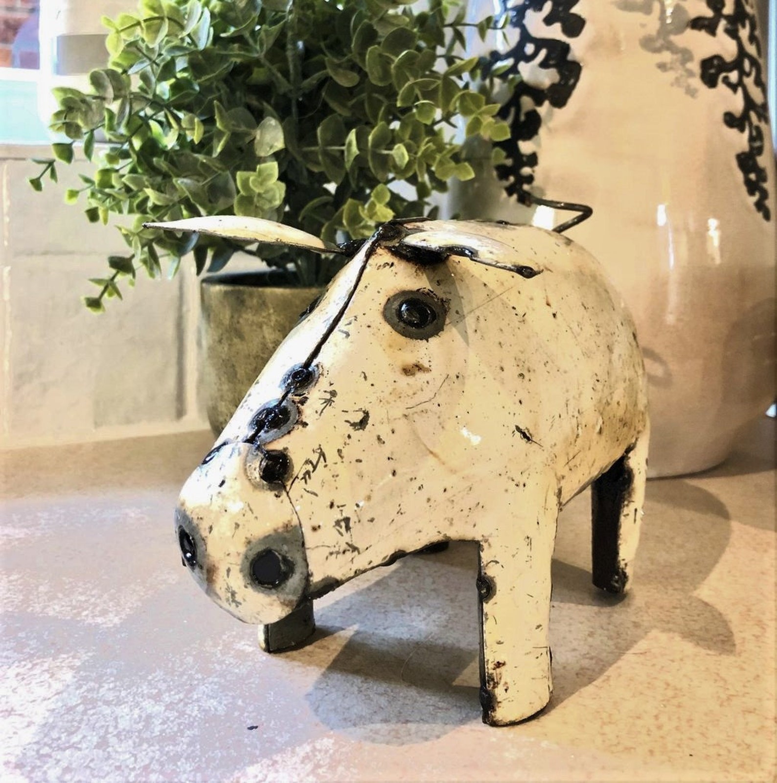 Handcrafted Recycled Metal Pig Garden Sculpture Reclaimed Etsy