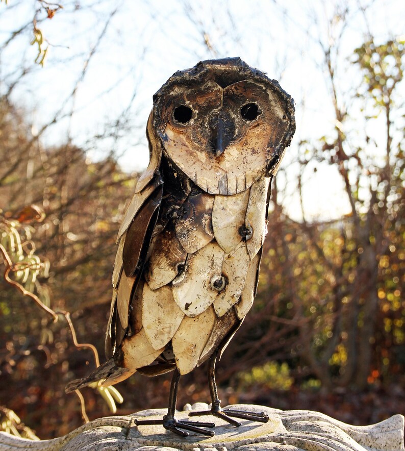 Metal Barn Owl Garden Ornament Sculpture Art Handmade Etsy UK