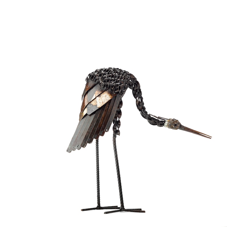 Metal Heron Twisted Garden Ornament Sculpture Art Handmade Etsy
