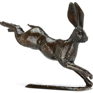 Metal Running Hare Garden Ornament Sculpture Art Handmade Recycled ...