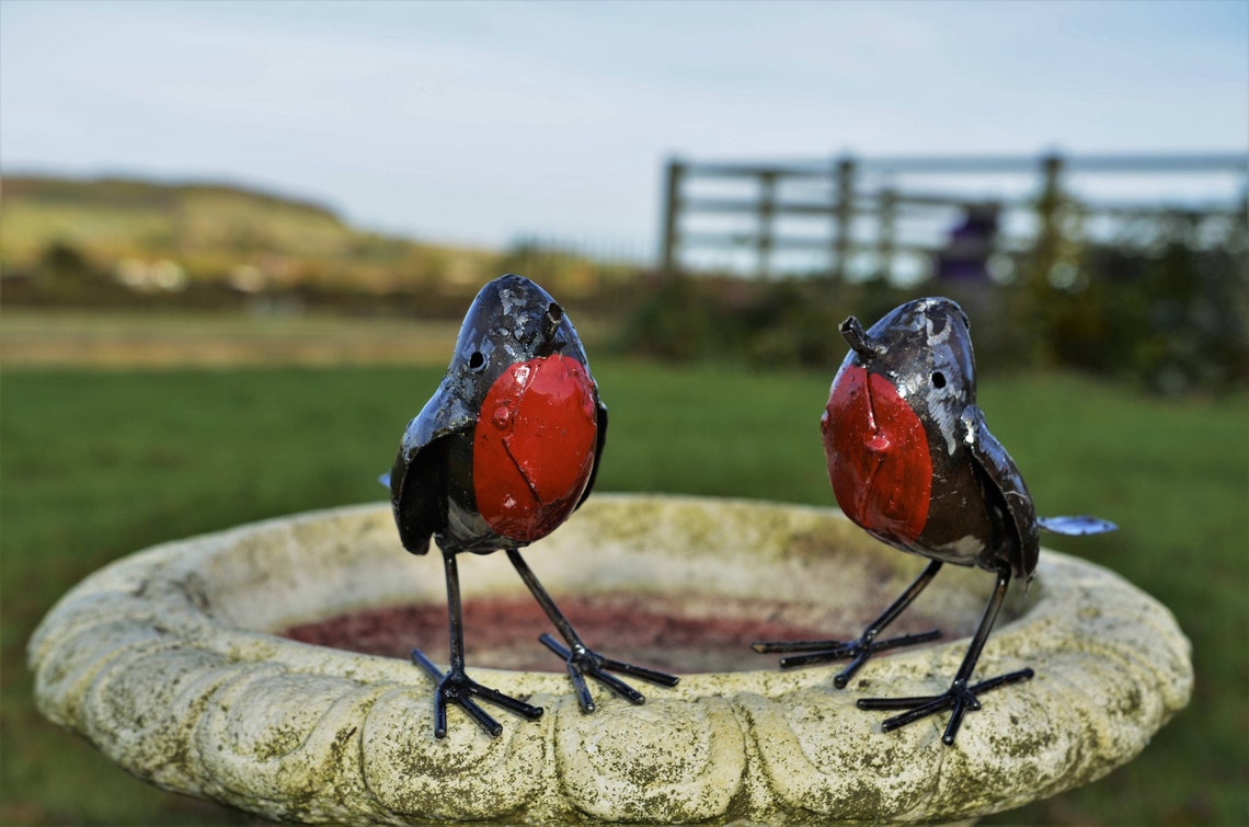 Metal Robin Garden Ornament Sculpture Art Handmade Recycled Etsy UK