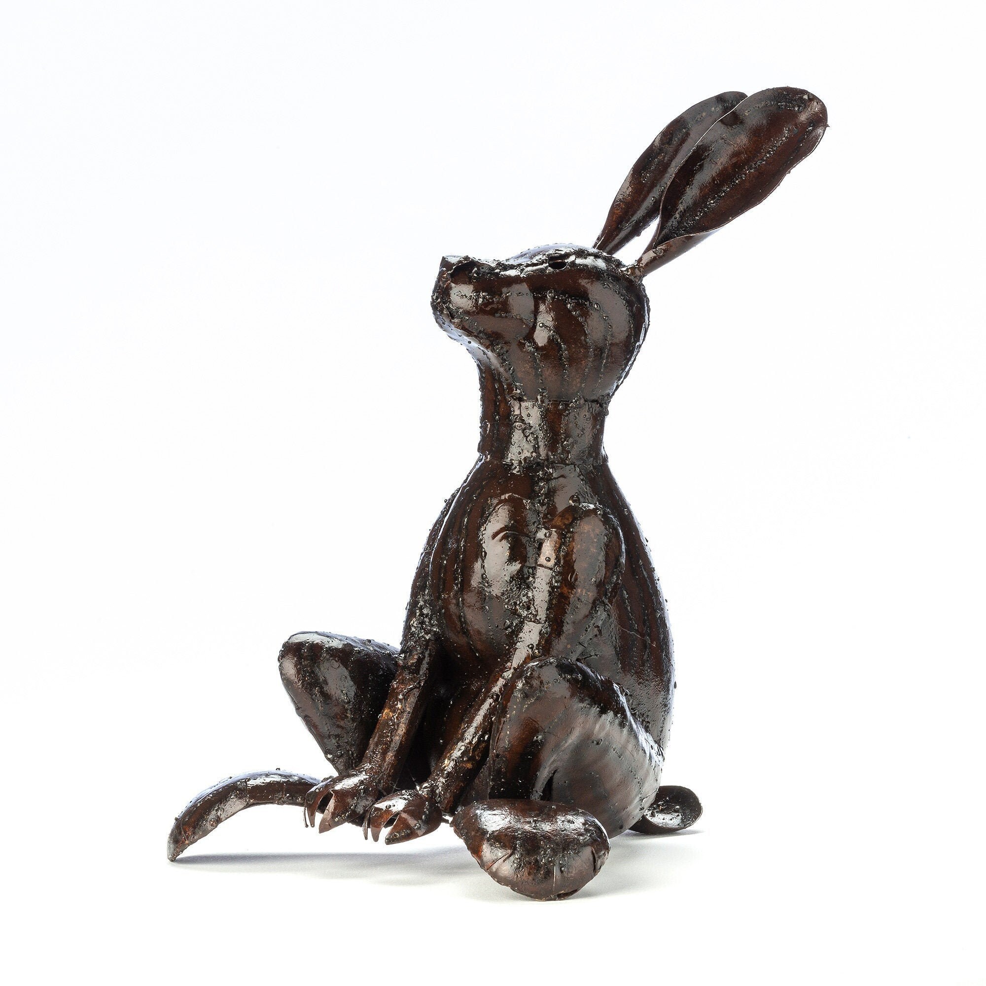 Metal Rabbit Garden Ornament Sculpture Art Handmade Recycled Etsy UK