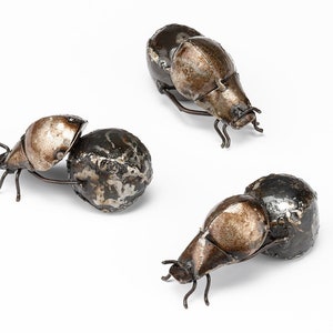 Metal Dung Beetle Garden Ornament Sculpture Art - Handmade Recycled Metal Insect