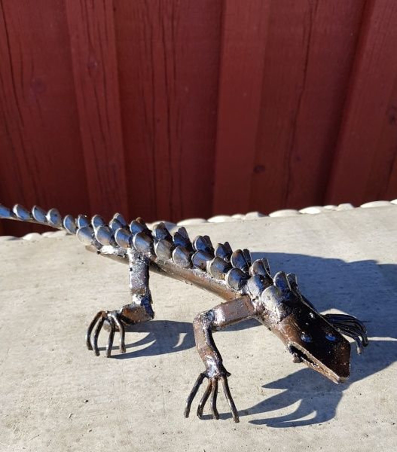Metal Lizard Garden Ornament Sculpture Art Handmade Recycled Etsy