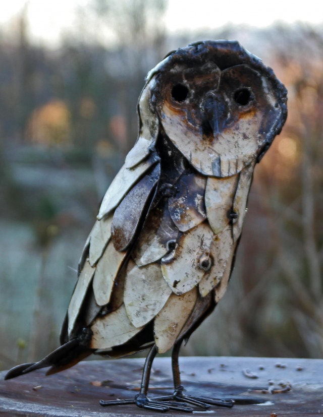 Metal Barn Owl Garden Ornament Sculpture Art Handmade Etsy UK