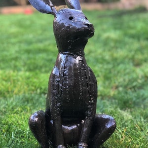 Metal Rabbit Garden Ornament Sculpture Art Handmade Recycled Metal ...