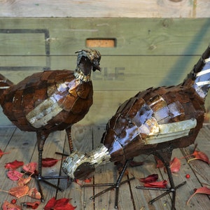 Metal Pheasant Garden Ornament Sculpture Art Handmade Recycled Metal Bird image 5