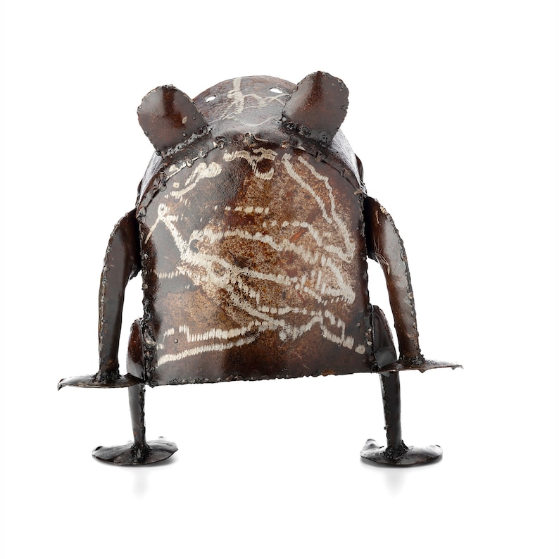 Metal Frog Garden Ornament Pond Sculpture Art Handmade Etsy