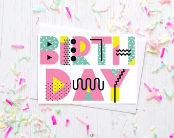 Birthday Postcard Printable, Printable Birthday Card, Greetings Card, Postcard, Birthday, Party, Illustration, Font, Greeting, Occasions,