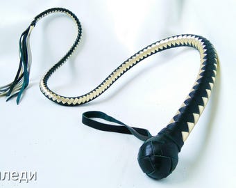 Leather whip, BDSM Whip. One-tailed whip without hard grip, a snake. The total length is 100 cm.