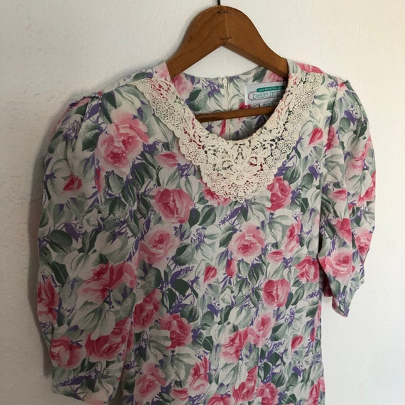 Floral Cotton Drop Waist Collared Dress