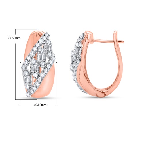 Women Hoop Earring 1.09Ct Round & Baguette Cut White Cubic Zirconia Hoop Earrings For shops Women's Pure 925Sterling Silver(14K Rose Gold Plated)