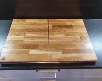 2-piece hob cover - oak, thickness: 19 mm, stove cover, cutting board, ceramic hob cover