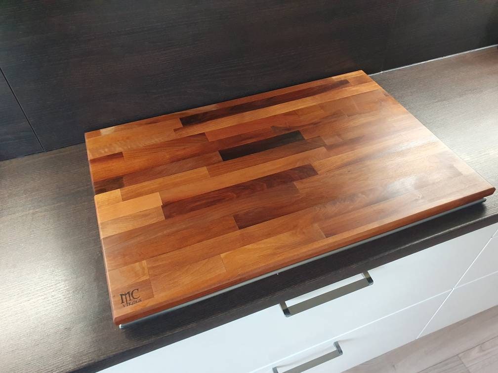 Stove cover - Walnut - Thickness: 26 mm - Ceramic hob cover, cutting board, hob cover