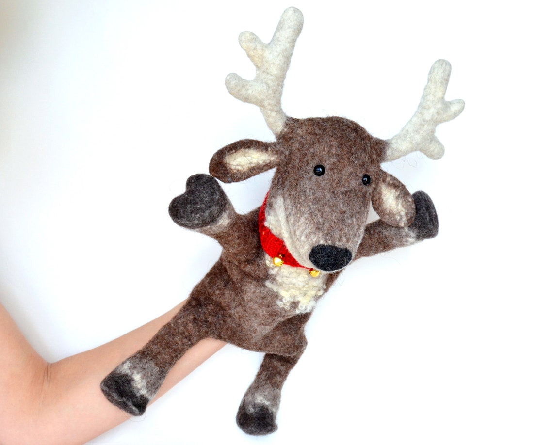 Christmas deer toy Deer hand puppet Puppets theater Etsy