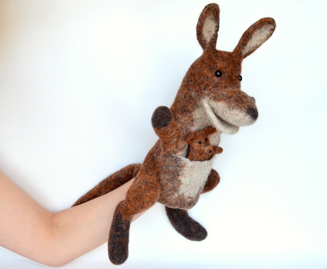 Kangaroo Hand Puppet Puppets Theater Kangaroo Toy Etsy