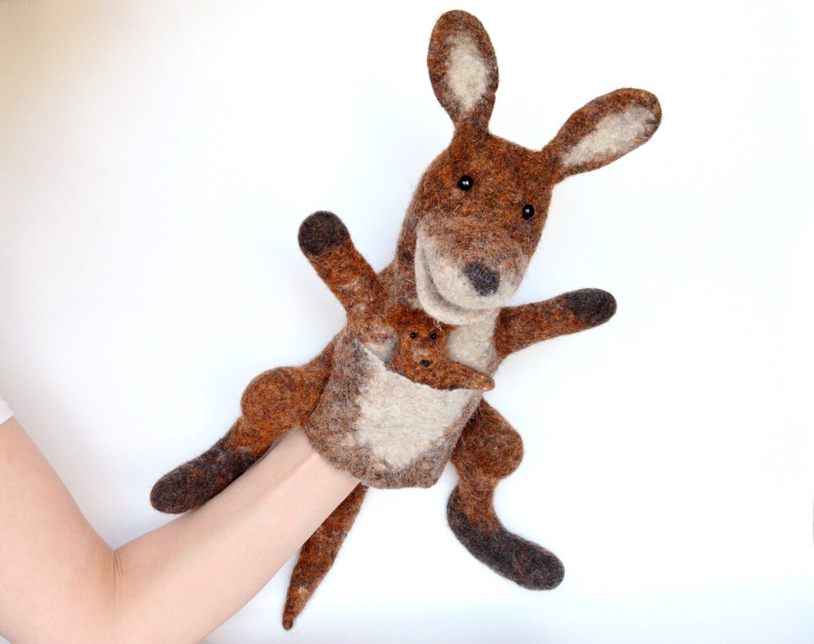 Kangaroo Hand Puppet Puppets Theater Kangaroo Toy Etsy