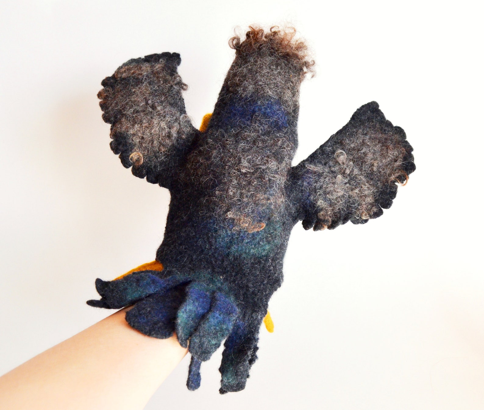 Crow hand puppet Puppets theater Crow doll Etsy