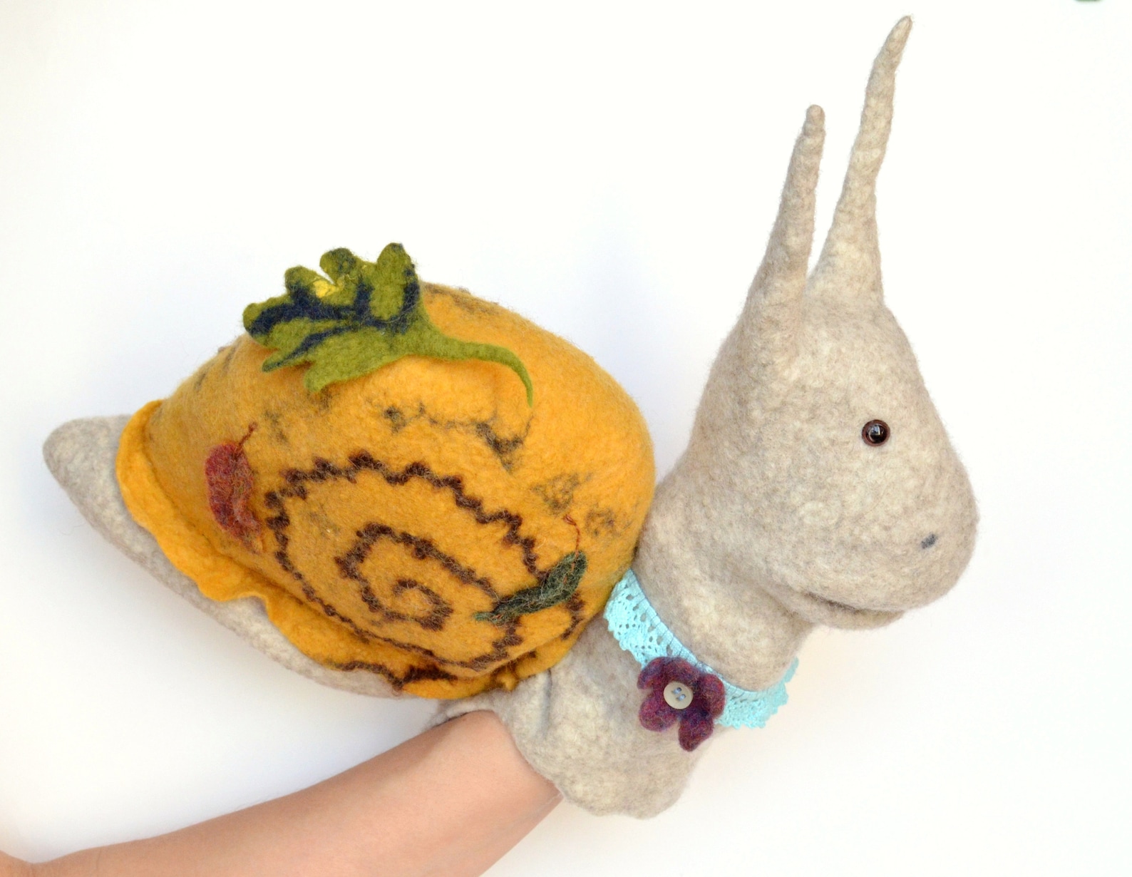 Snail hand puppet Puppets theater Snail toy Etsy